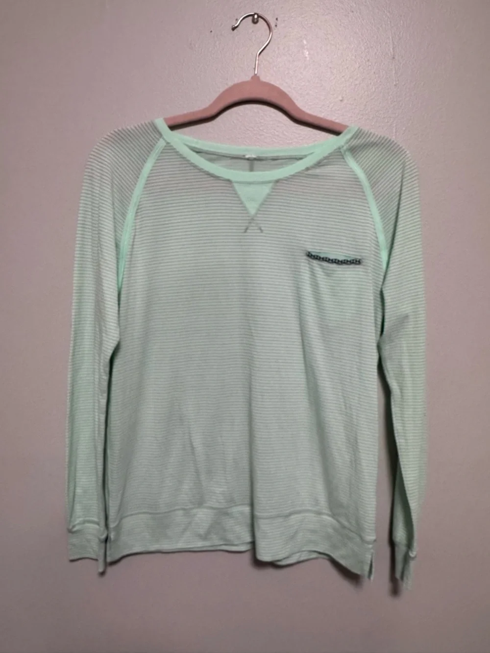 Vintage Lululemon Weightless Crew Mint Green Striped Long Sleeve